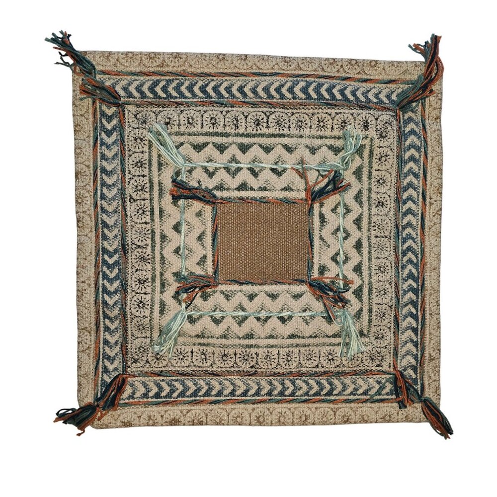 Vintage Surya‎ Square Decorative Pillow Cover With Tassels & Zipper Closure 18"